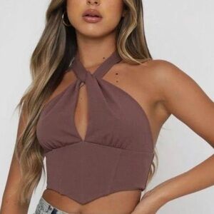 White fox brown halter going out top